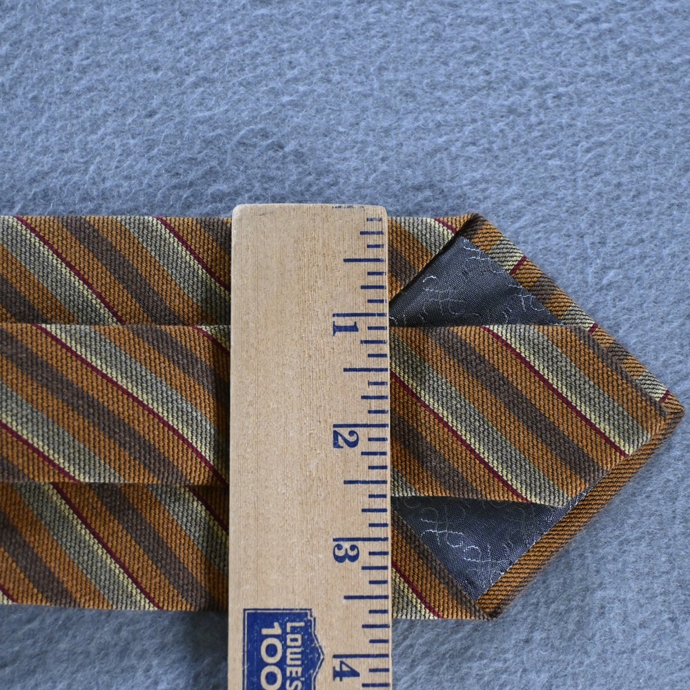 Tino Cosma Mens Vintage Diagonal Stripe Wool Silk Tie OS Brown Tan Rust - Picture 7 of 7